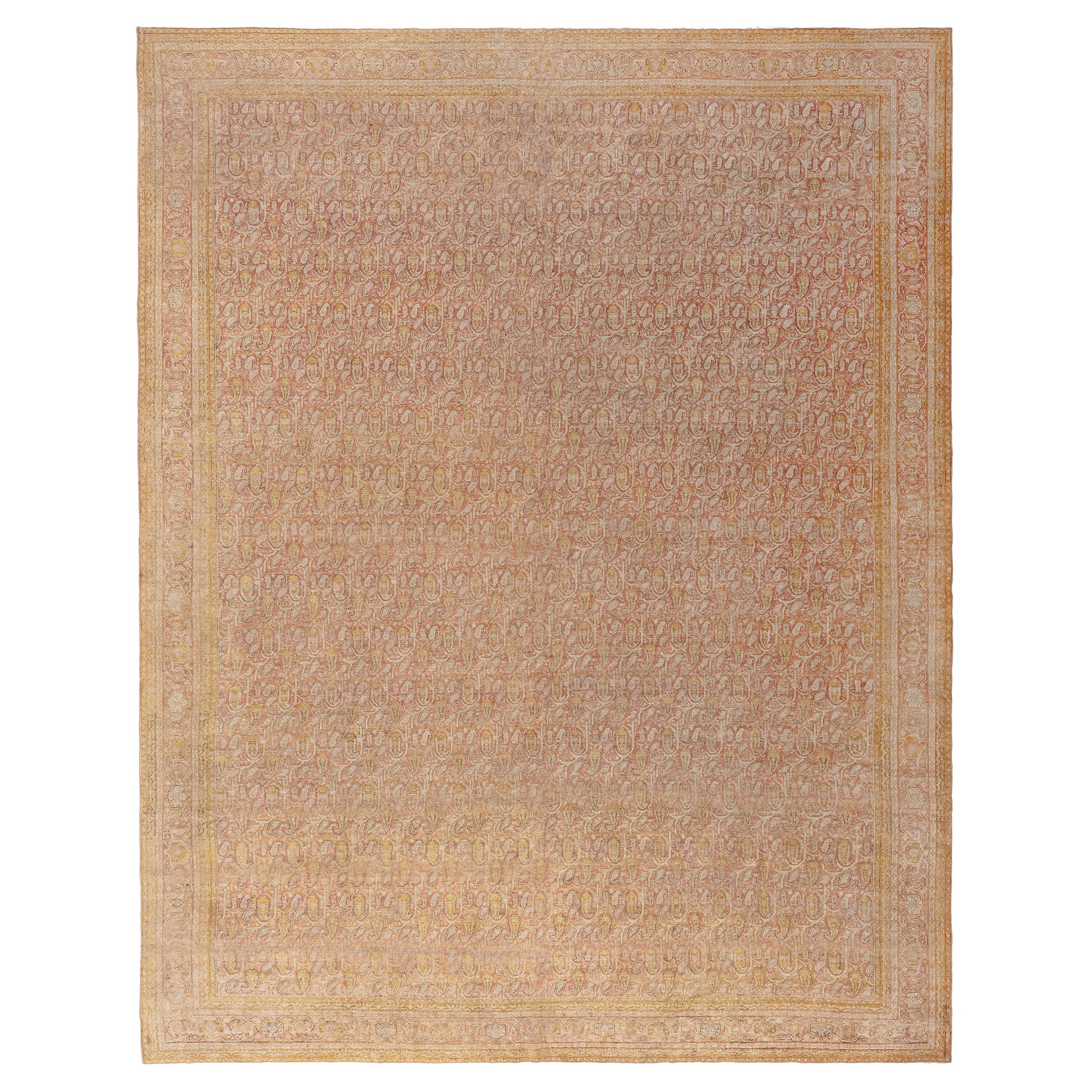 Antique Indian Amritsar Handmade Wool Carpet For Sale