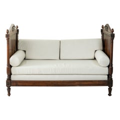 Used Late 18th Century French Directoire Period Hand Carved Walnut Daybed