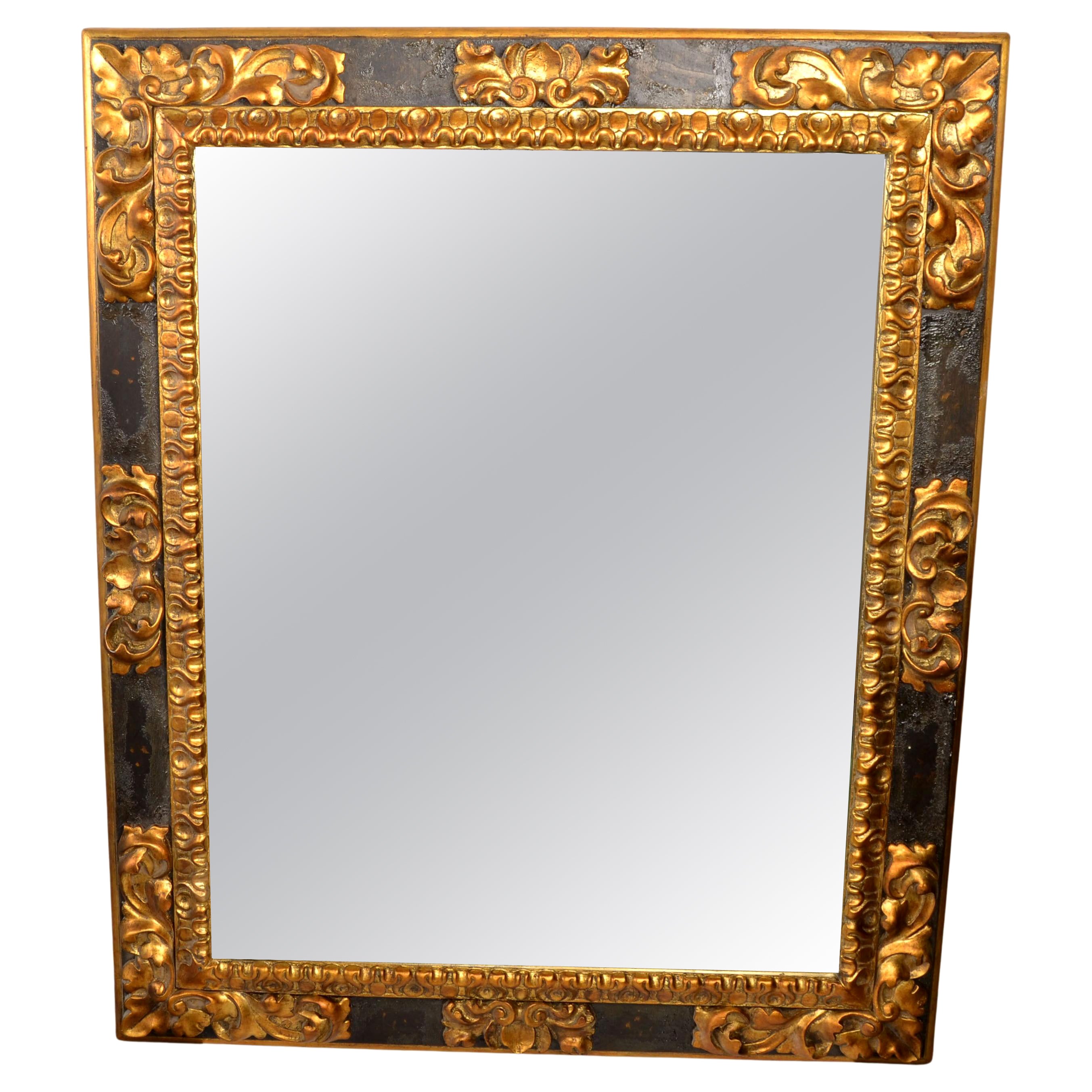 Ralph Lauren Polo American Neoclassical Black Gilt Wood Wall Mirror Rectangle 