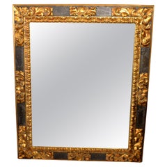 Vintage Ralph Lauren Polo American Neoclassical Black Gilt Wood Wall Mirror Rectangle 