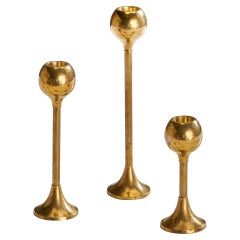 Vintage Swedish Designer, Candlesticks, Brass, Sweden, 1950s