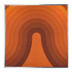 Verner Panton Framed Orange Kurve Mira X Danish Textile Art