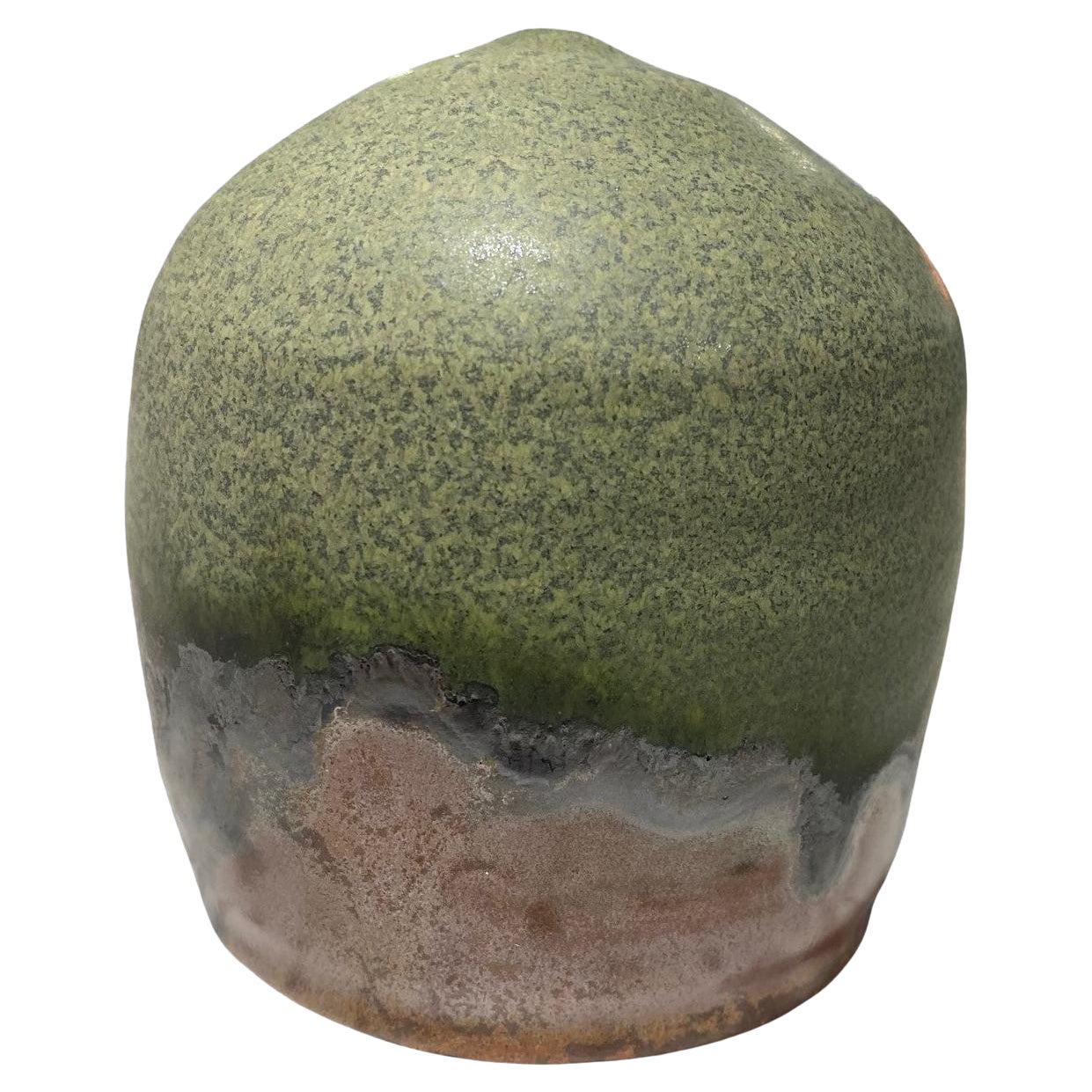 Tashiko Tazaezu Escultura de cerámica japonesa firmada Studio Pottery Closed Form With Rattle