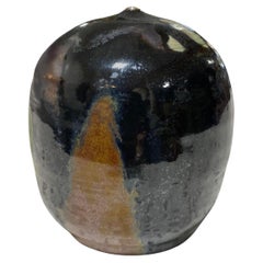 Tashiko Tazaezu Firmato Studio Pottery Japanese Forma Chiusa Con Sonaglio Scultura
