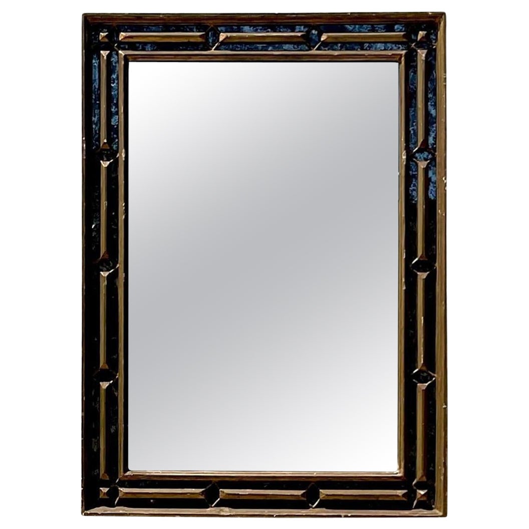 Vintage Regency Gilt Tipped Smoked Glass Frame Mirror For Sale