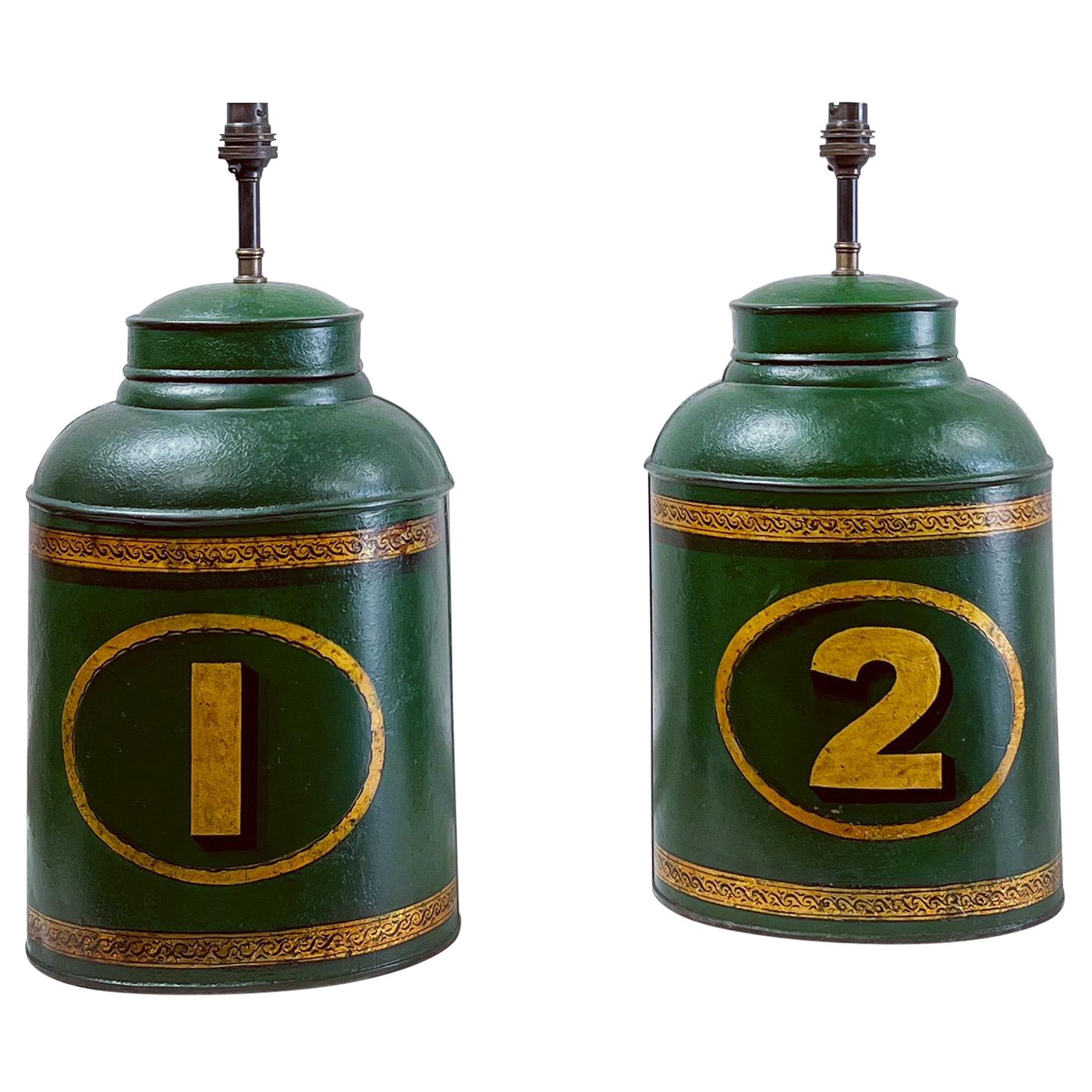 Pair of Early Nineteenth Century Tea Tin Lamps  For Sale