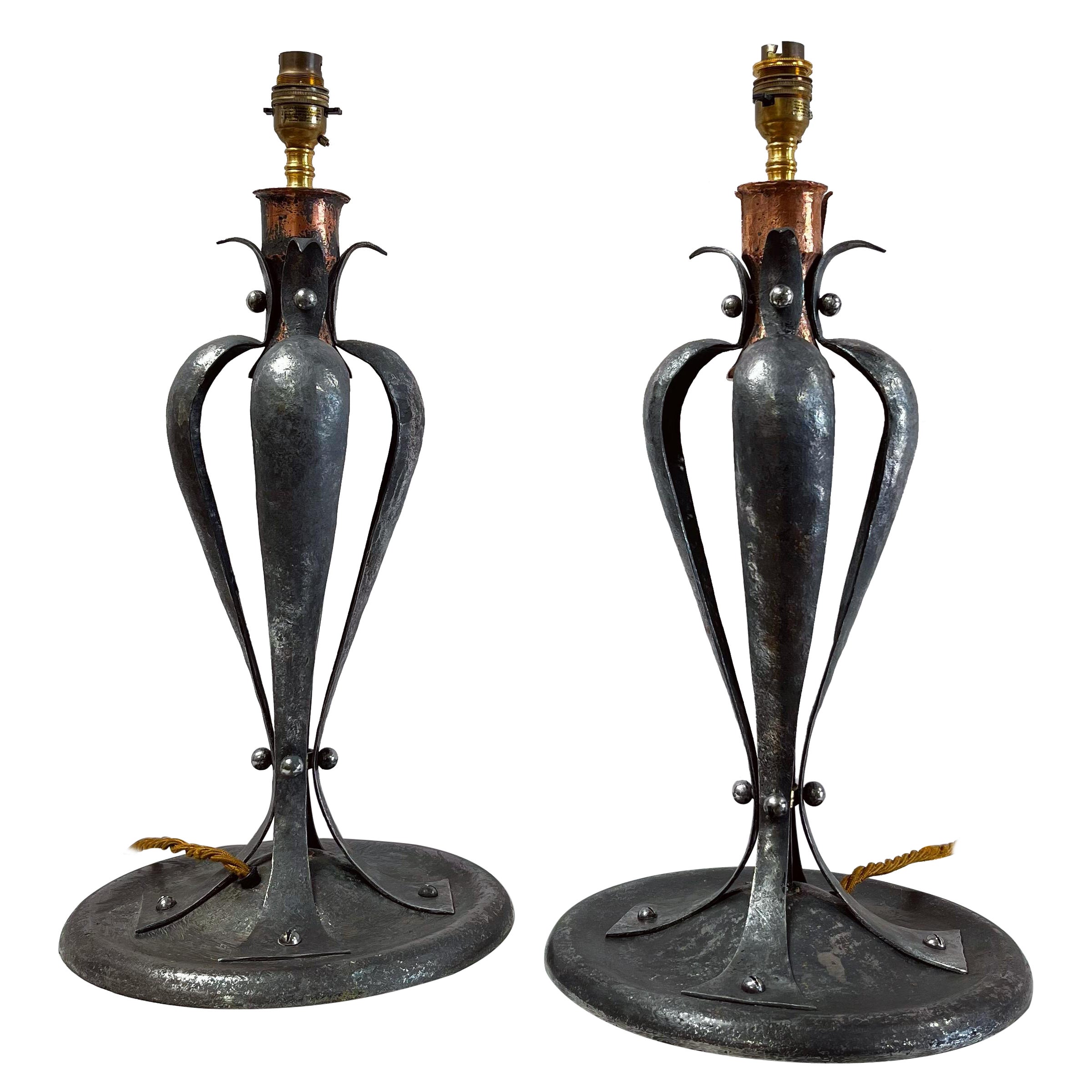 A Pair of Late Nineteenth Century Arts and Crafts Lamps  For Sale