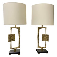 Pair of bronze tables lamps Angelo Brotto by Esperia 