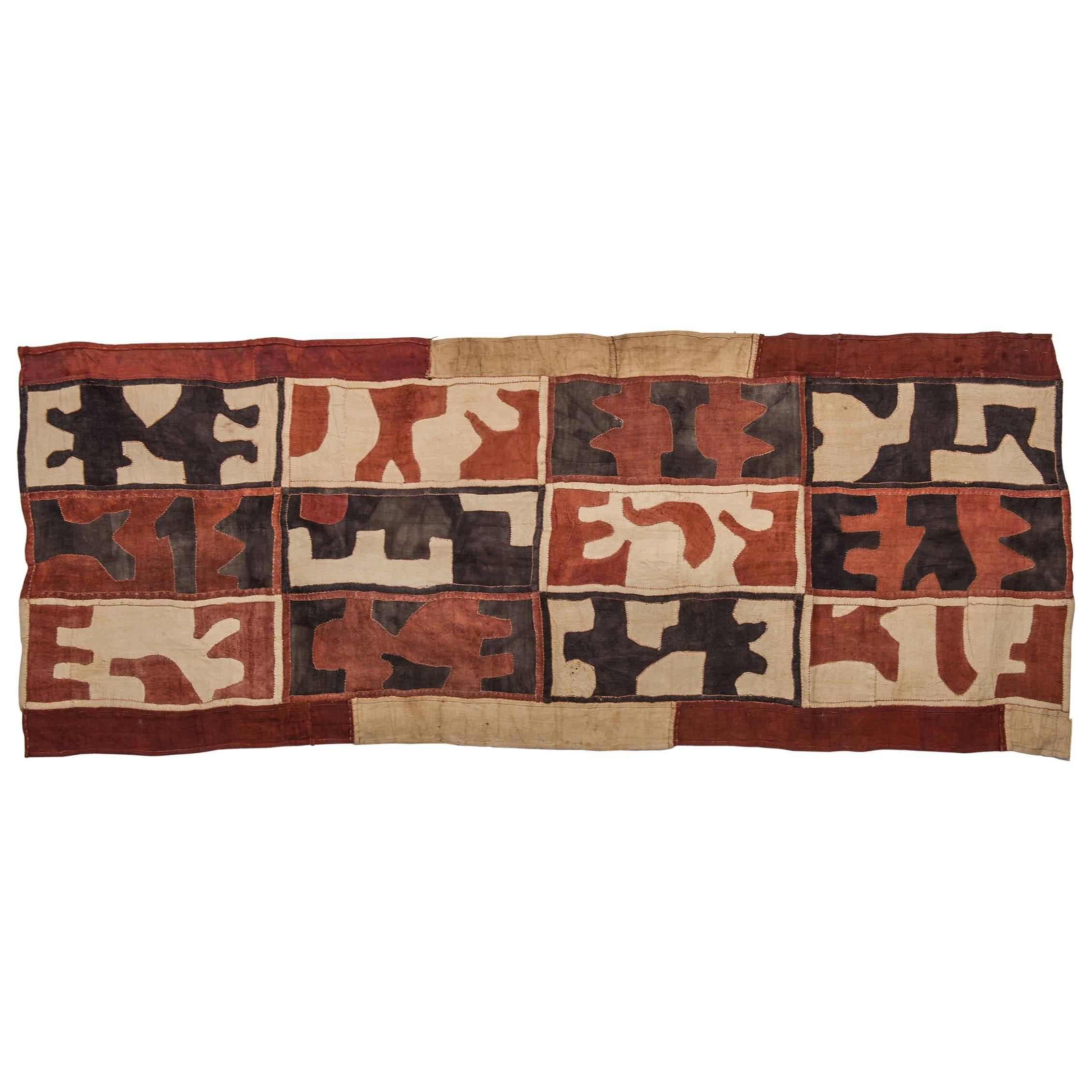 African textile Kuba Zaire, suitable for table or Wall Hanging