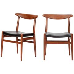 Pair of Hans Wegner Dining Chairs W2 for C.M. Madsen, 1950s