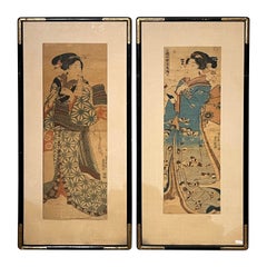 Used Pair of Japanese panels XIX e century Utagawa Toyokuni