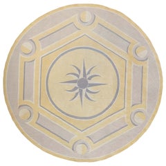 Retro French Aubusson Round Rug Attributed to Andre Arbus