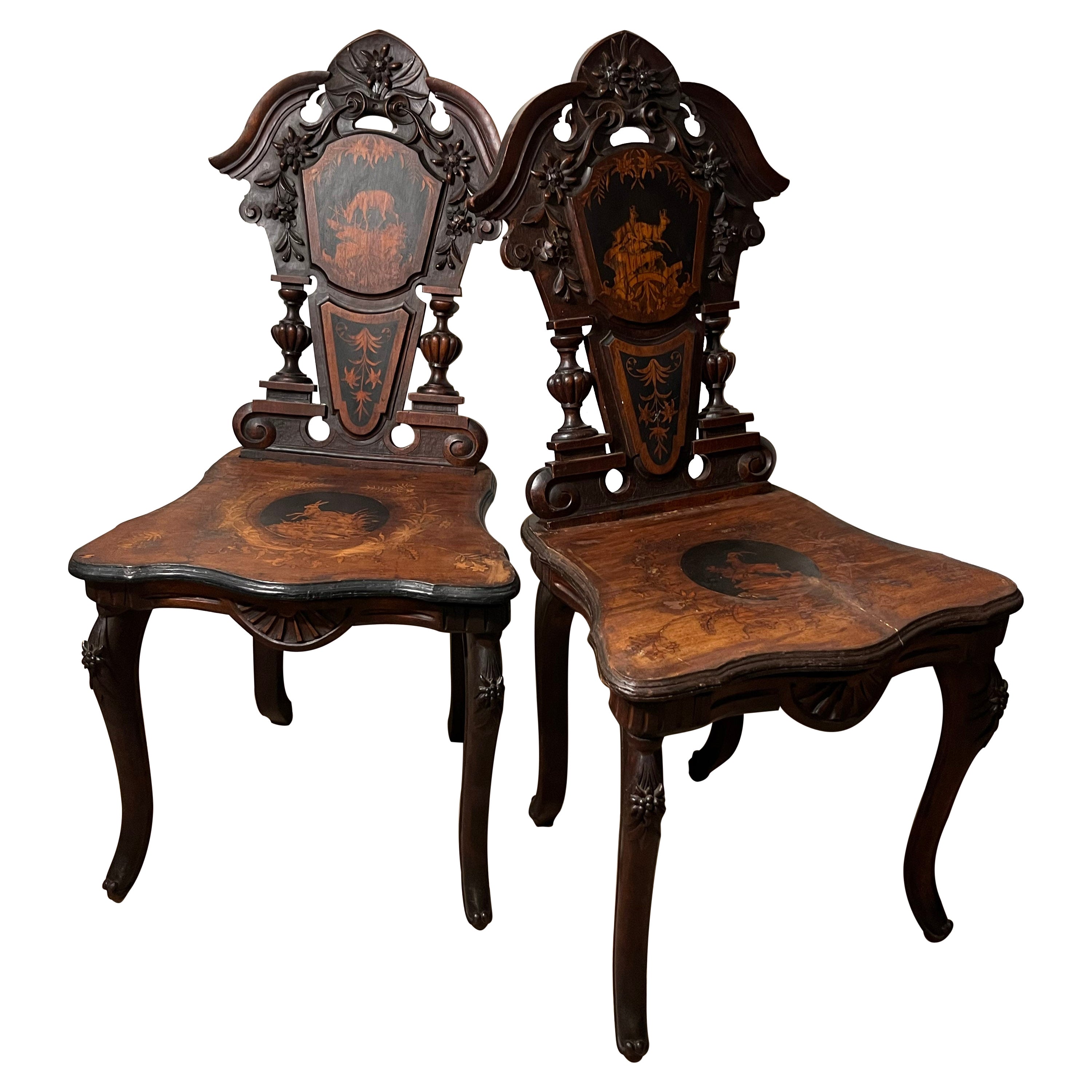 Black Forest 19th Century Set of Chairs For Sale