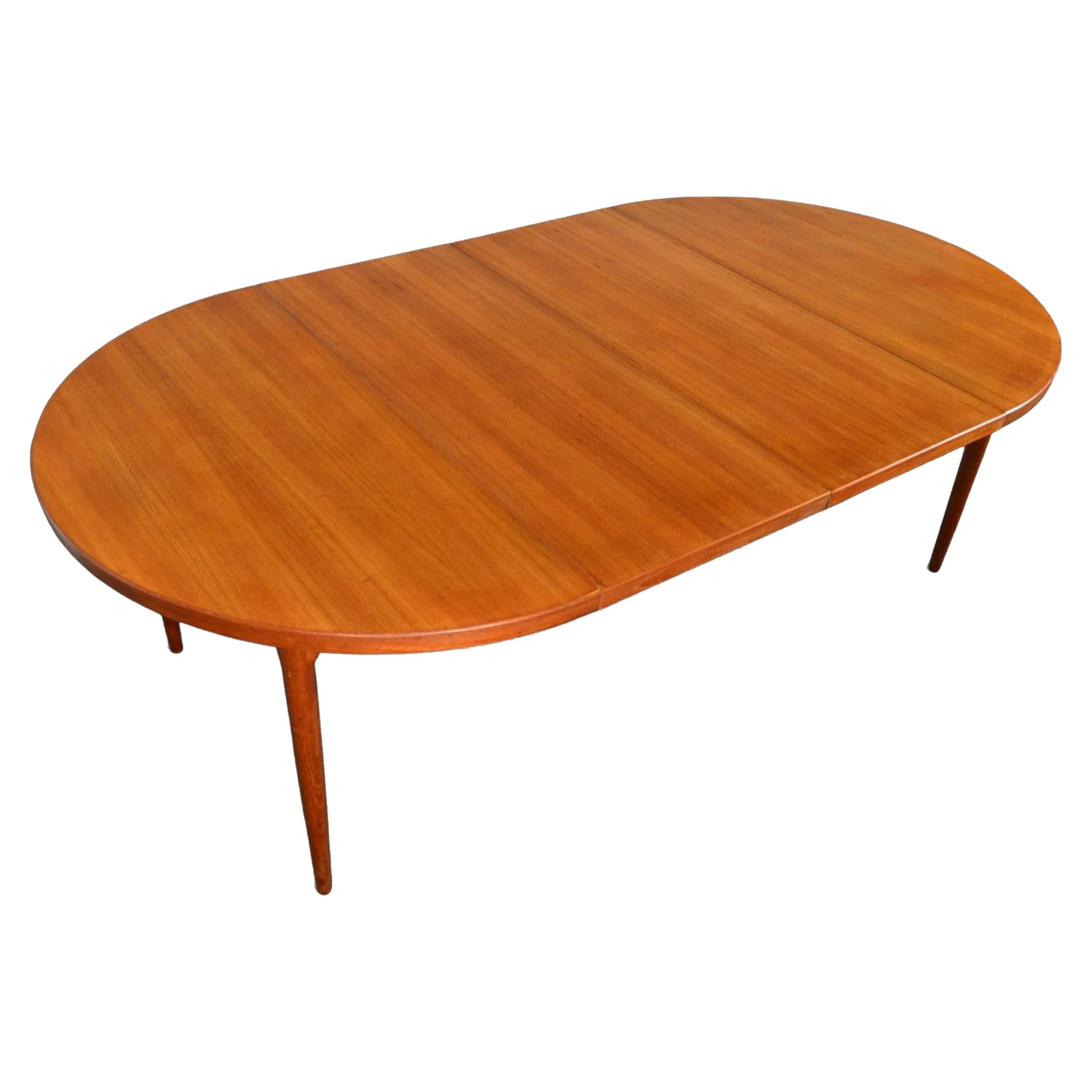 Round Danish 2 Leaf Teak Dining Table By Cj Rosengaarden + Coffee Table For Sale