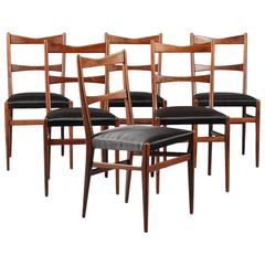 Horsehair Dining Chairs in the Manner of Gio Ponti