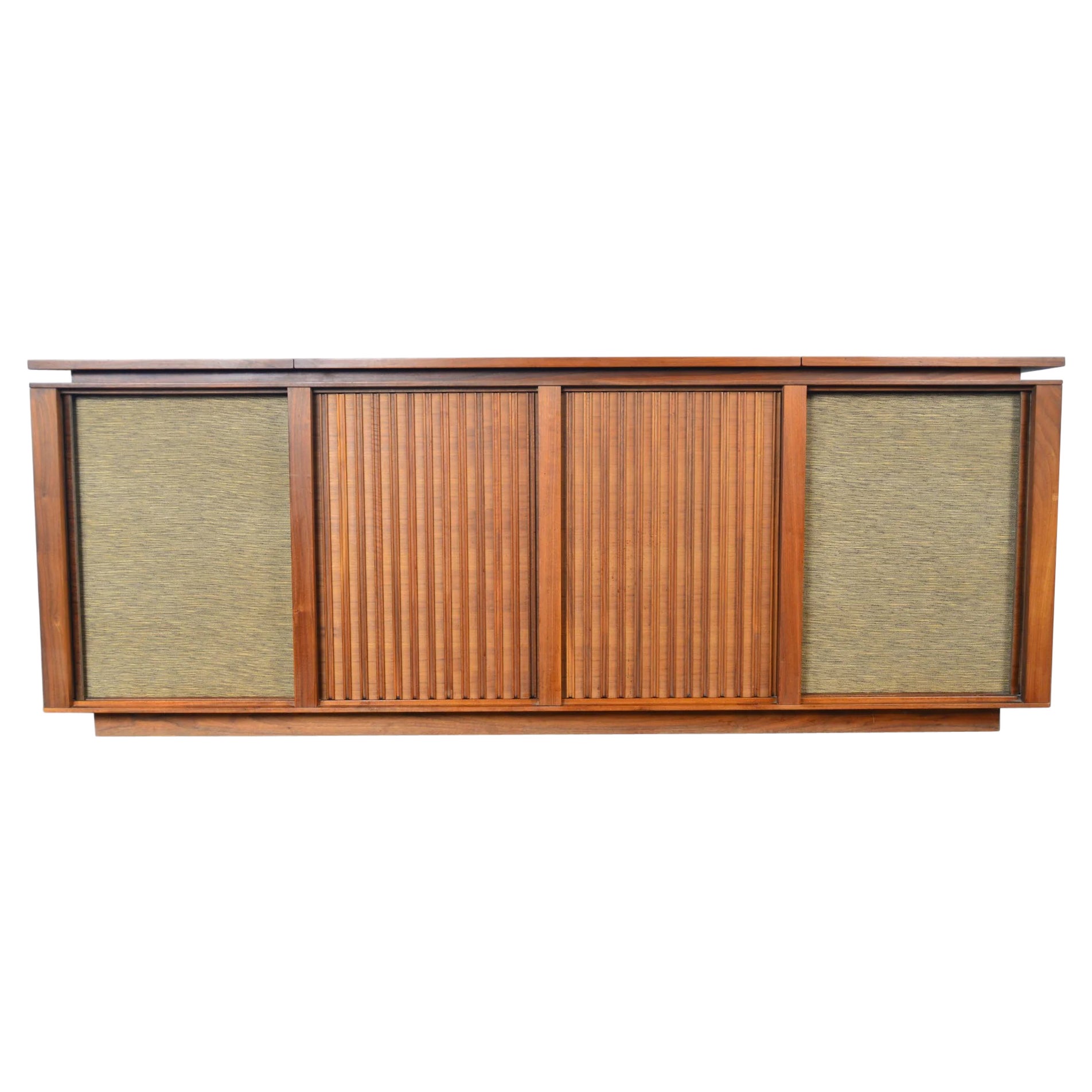 1960s Barzilay Walnut Tambour Stereo Console For Sale