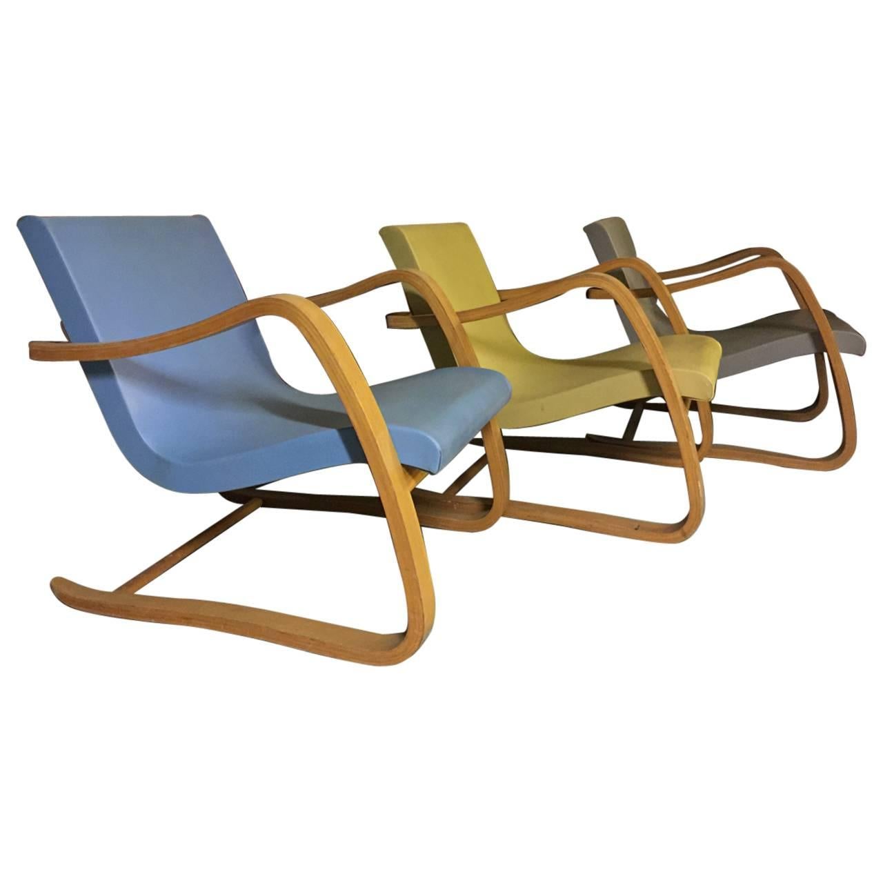Rare Set of Three Hartmut Lohmeyer Bentwood Lounge Chairs