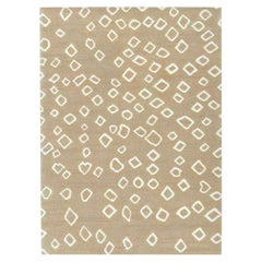 Tapis contemporain en laine beige et blanc à tissage plat de Doris Leslie Blau