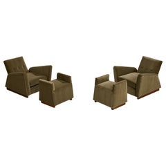 Designer italiano, Sedie da salotto con pouf, Velluto, Wood, Italia, anni '30