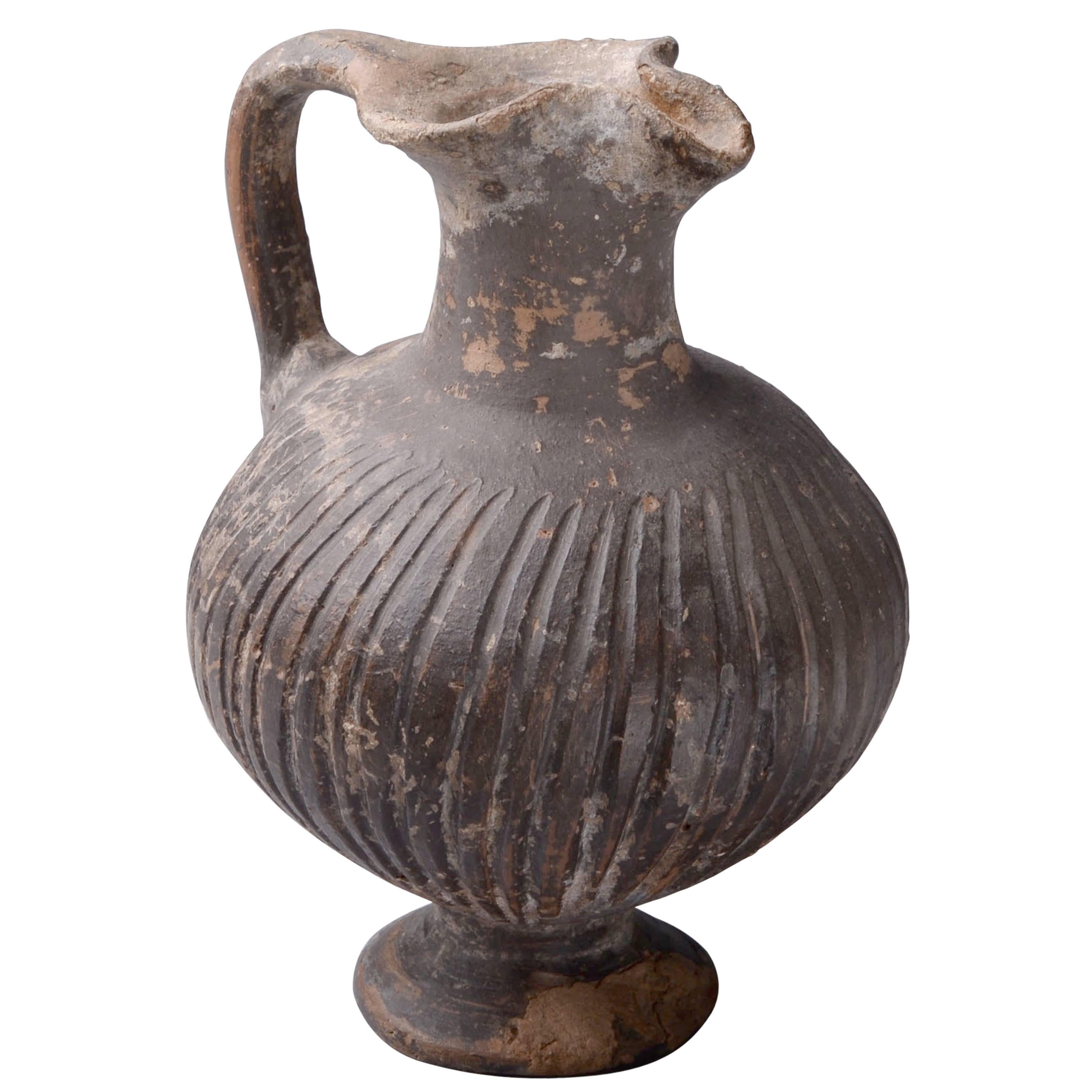 Ancient Cypriot Geometric Black Slip Ware Jug, 950 BC