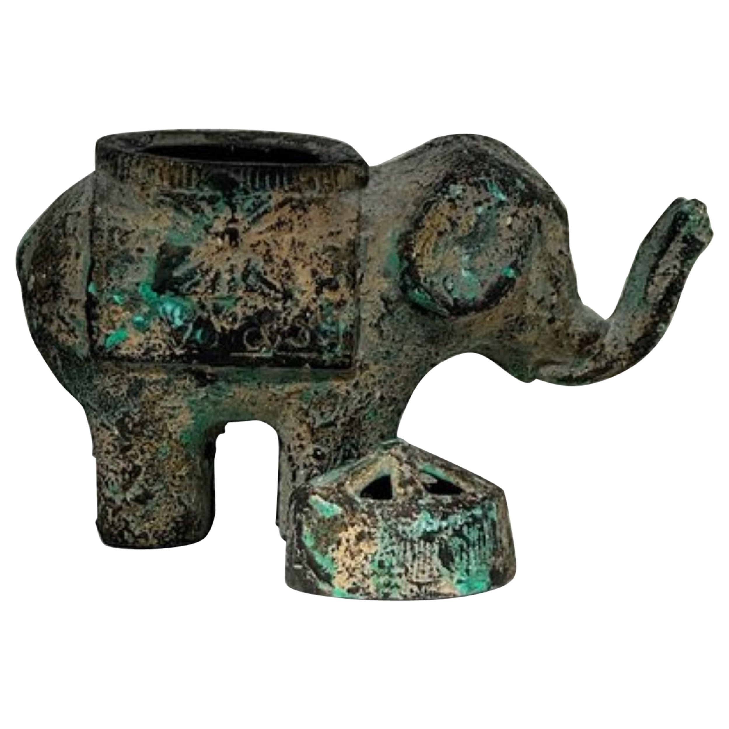 Antique Japan Gold Gilt Good Luck Elephant Censer For Sale