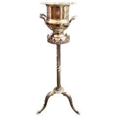 Vintage Estate Silver Plated Champagne Bucket on Stand, Circa 1930-1940.