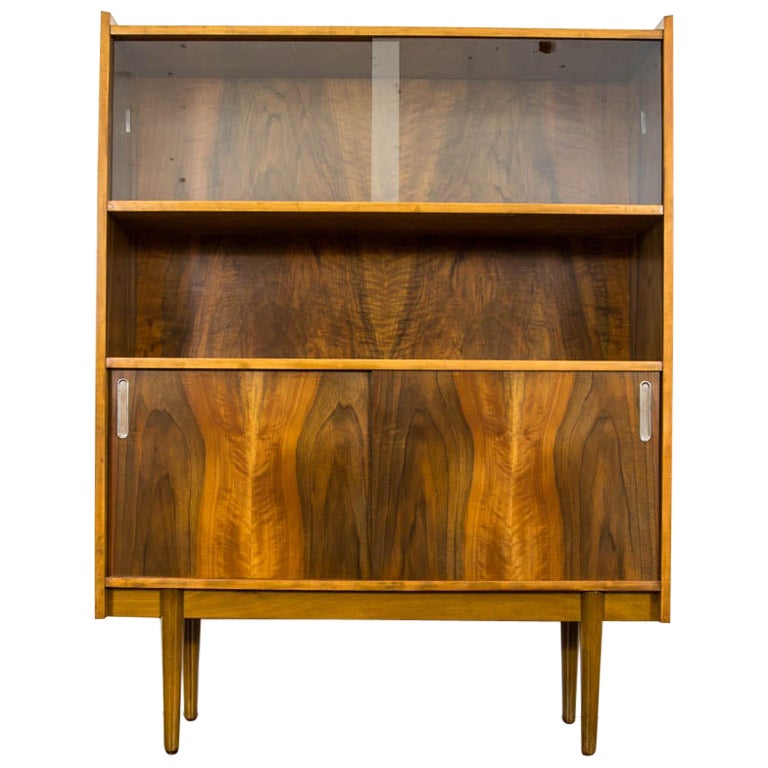 Mid Century Modern Walnut Display Cabinet from Bytomskie Fabryki Mebli 1960's For Sale