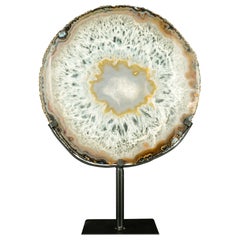 Gallery Grade Large Lace Agate Slice, with Ice-Like Crystal and Colorful Agate