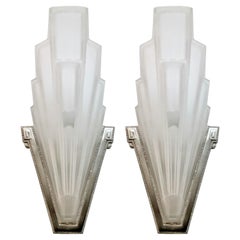 Vintage Pair of French Art Deco Wall Sconces by Sabino