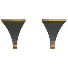 Grey and Gold metal Pair of Sconces by Art-Line, 1980s, Germany