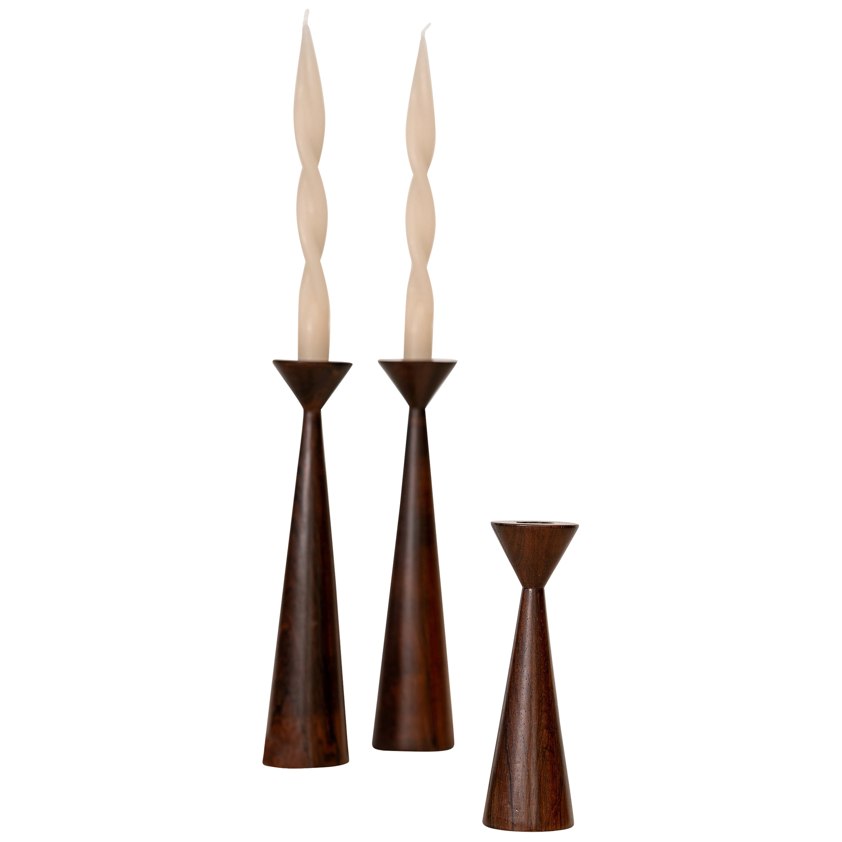 Brazilian Mid-Century Rosewood Candlestick 16cm For Sale