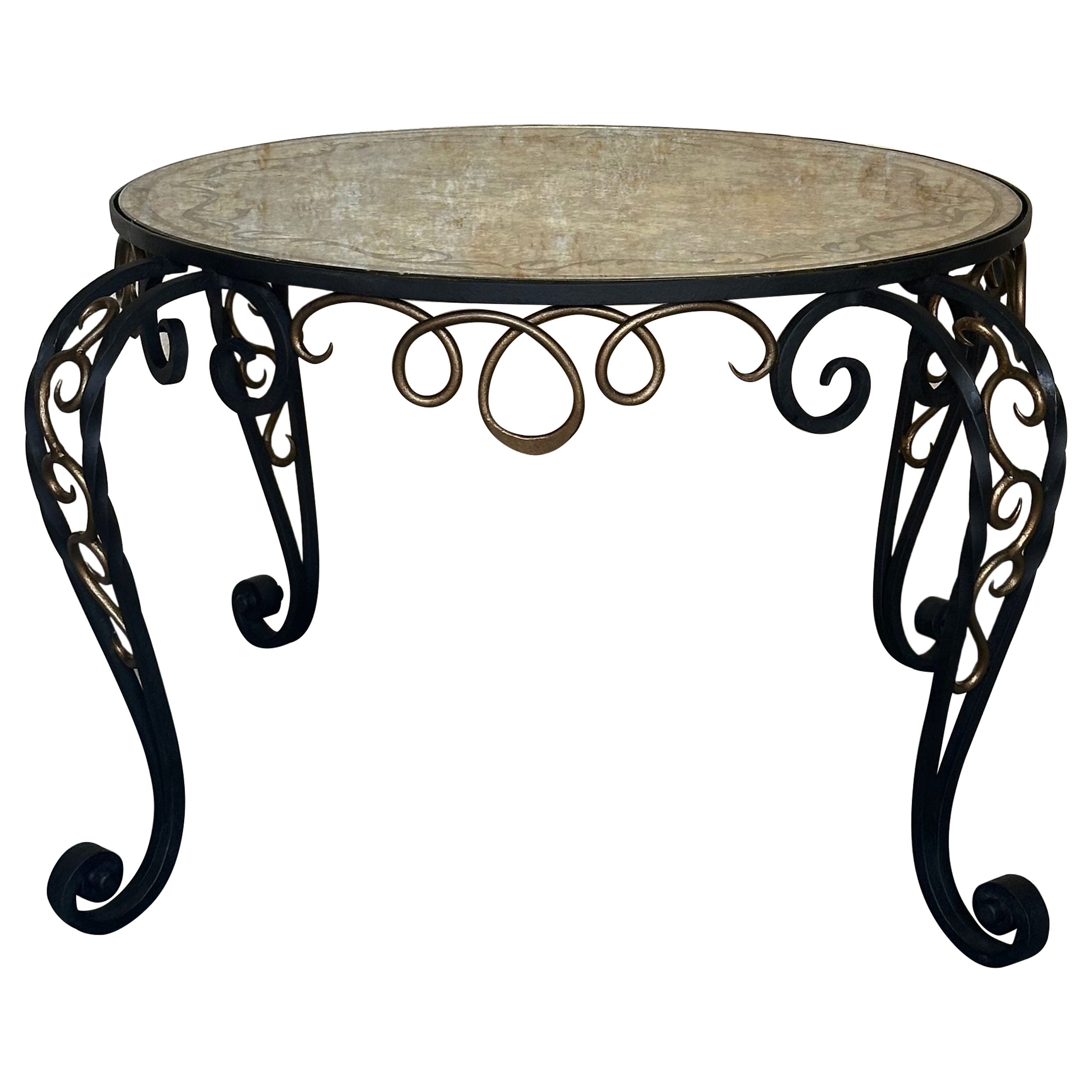 French 1940s Iron and Glass Coffee Table For Sale