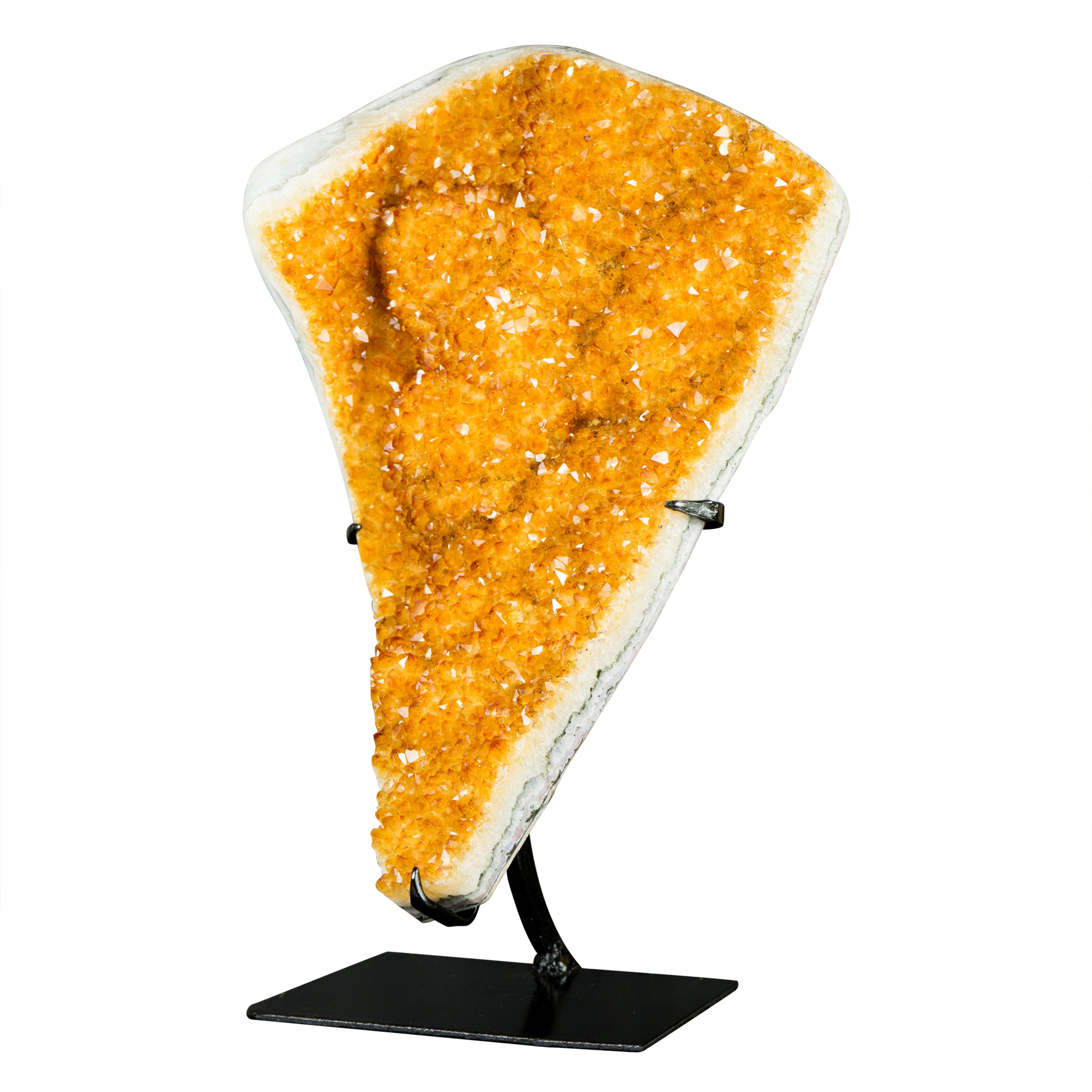 Goldener orangefarbener Citrin-Cluster mit Citrin-Kristall- Druzy und Blumen Rosette im Angebot