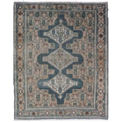 Alfombra Persa Antigua Senneh con Medallones 3'10 x 5'1