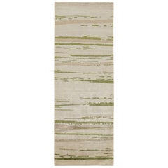 Rug & Kilim’s Modern Abstract Runner Rug With Beige, Pink and Green Patterns