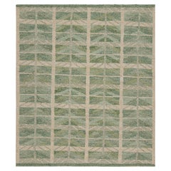 Rug & Kilim: Tappeto in stile scandinavo "Nu" con motivo geometrico verde e beige