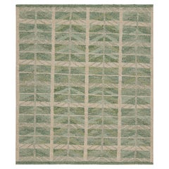 Rug & Kilim’s “Nu” Scandinavian Style Rug with Green and Beige Geometric Pattern