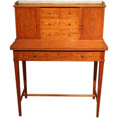 Fine Late 19th Century Satinwood Inlaid Bonheur du Jour, circa 1880
