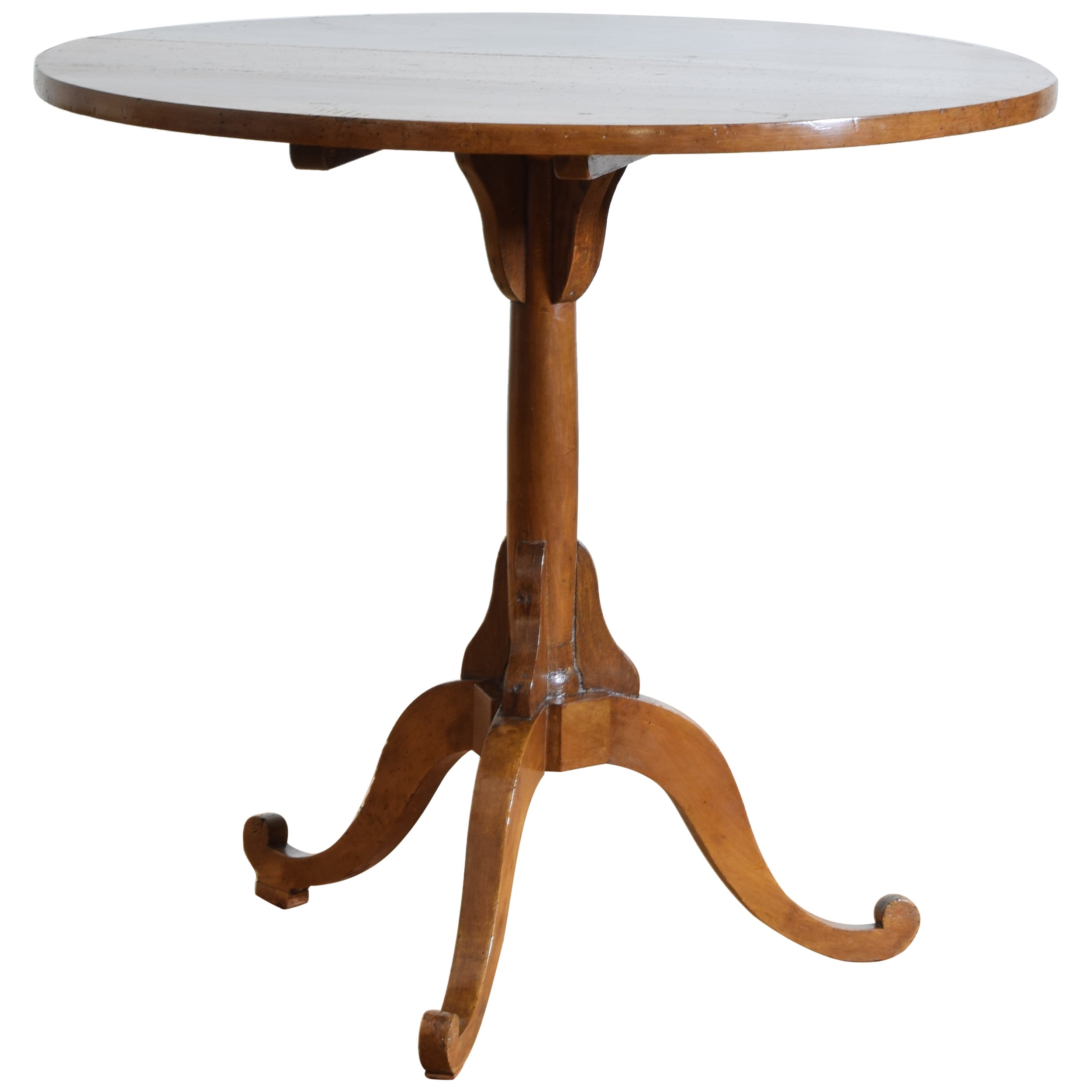 French Neoclassical Period Solid Walnut Tilt-Top Pedestal Table  For Sale
