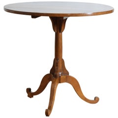 French Neoclassical Period Solid Walnut Tilt-Top Pedestal Table 