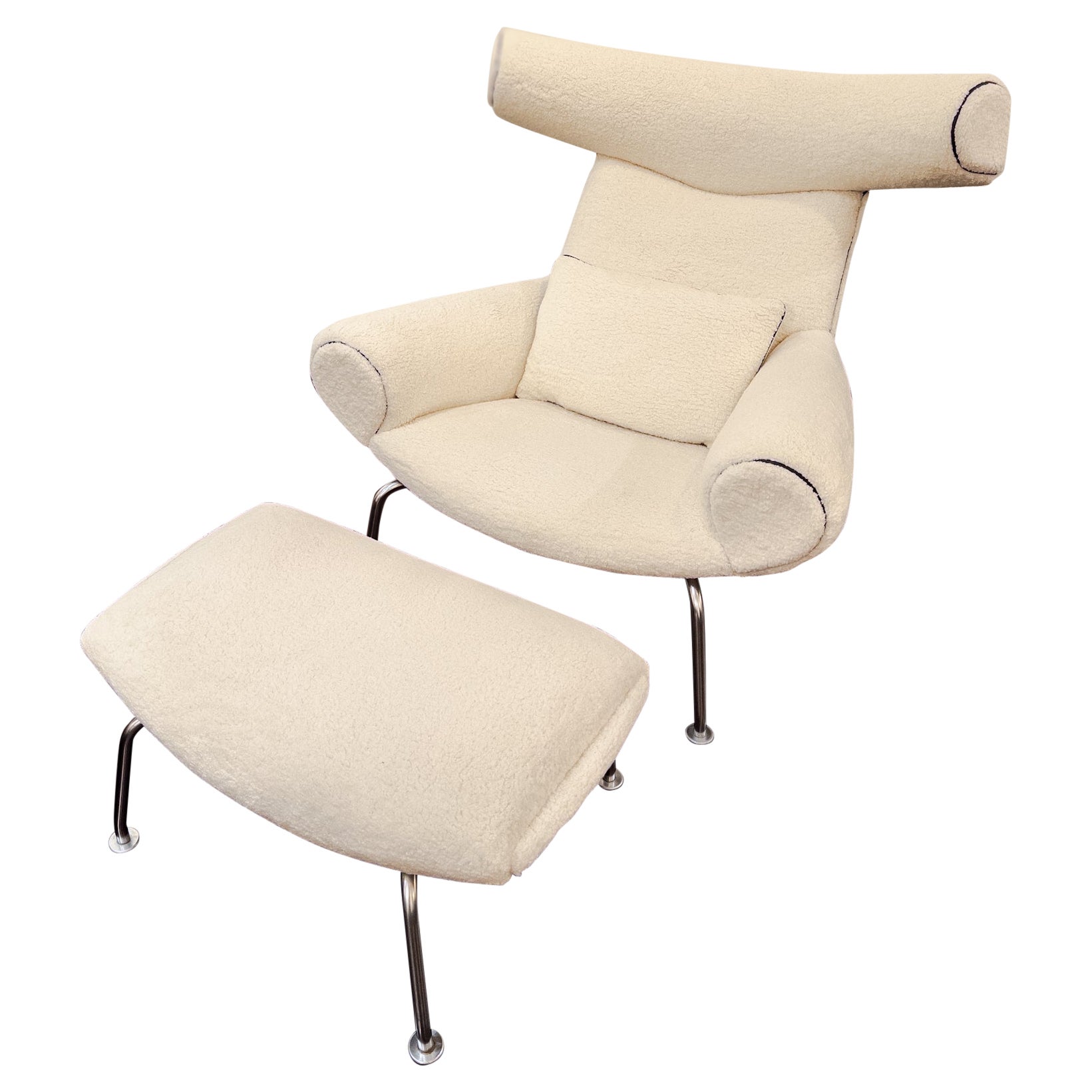 Hans Wegner Ox Chair and Ottoman For Sale