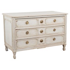Gray Painted Large Chest of Three Drawers, France circa 1820-40