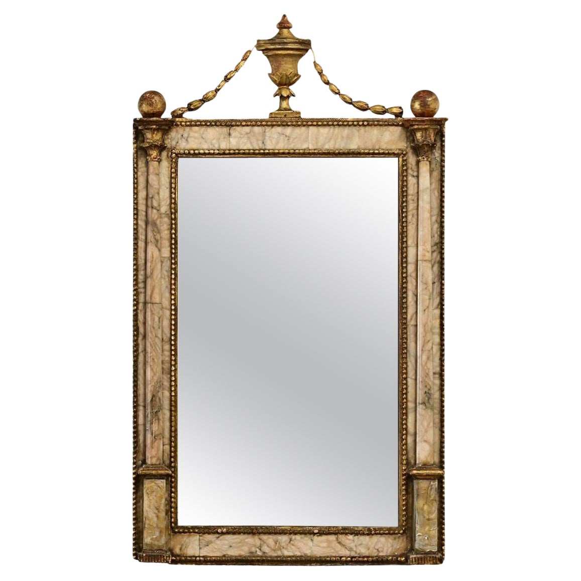 Petit miroir en albâtre français du 19ème siècle en vente