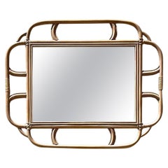 Retro Coastal Bent Rattan Mirror