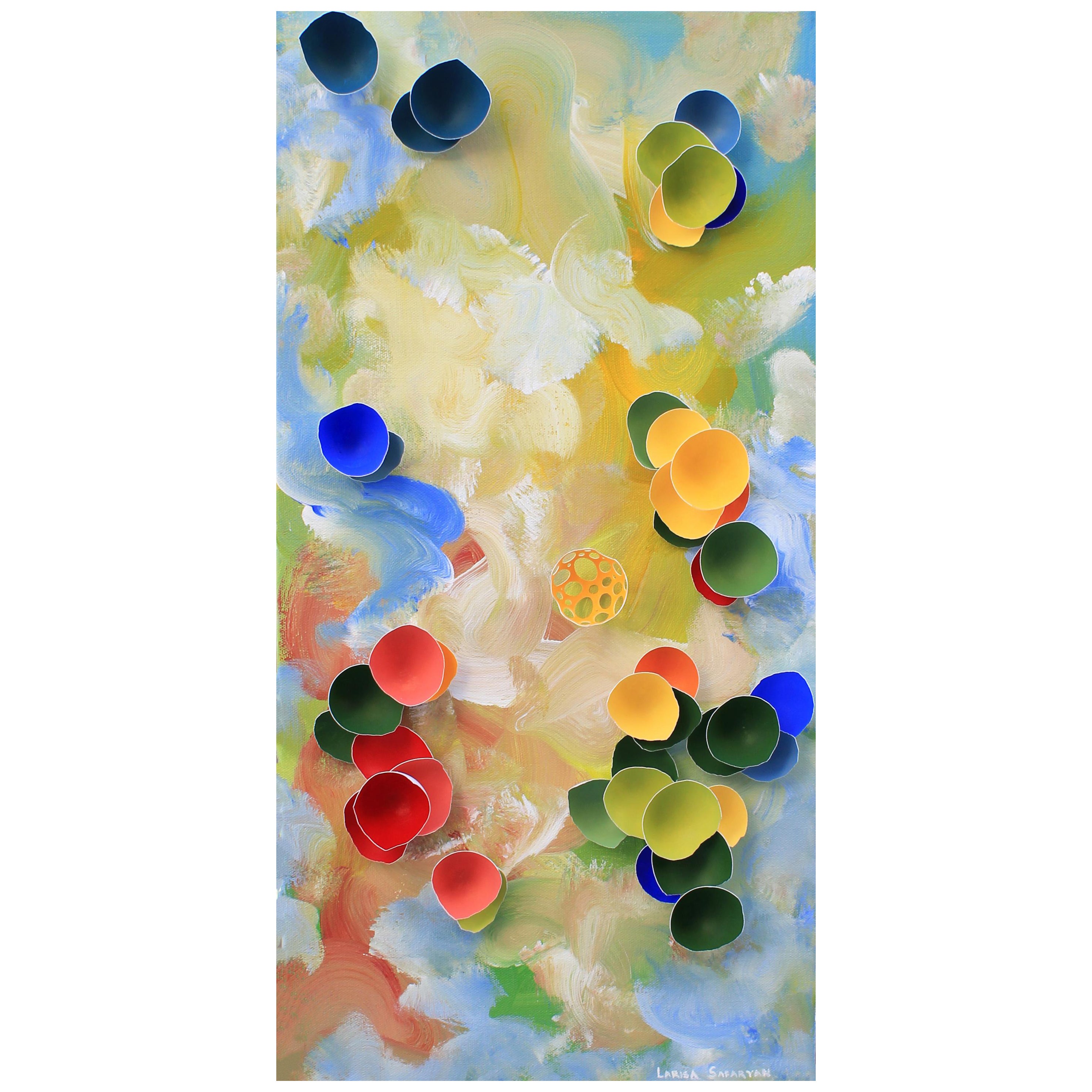 Beyond Horizon by Larisa Safaryan  Acrylic paint and eggshells on canvas For Sale