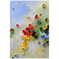 Jardin en fleurs IV de Larisa Safaryan  Peinture acrylique et coquilles d'œufs sur toile
