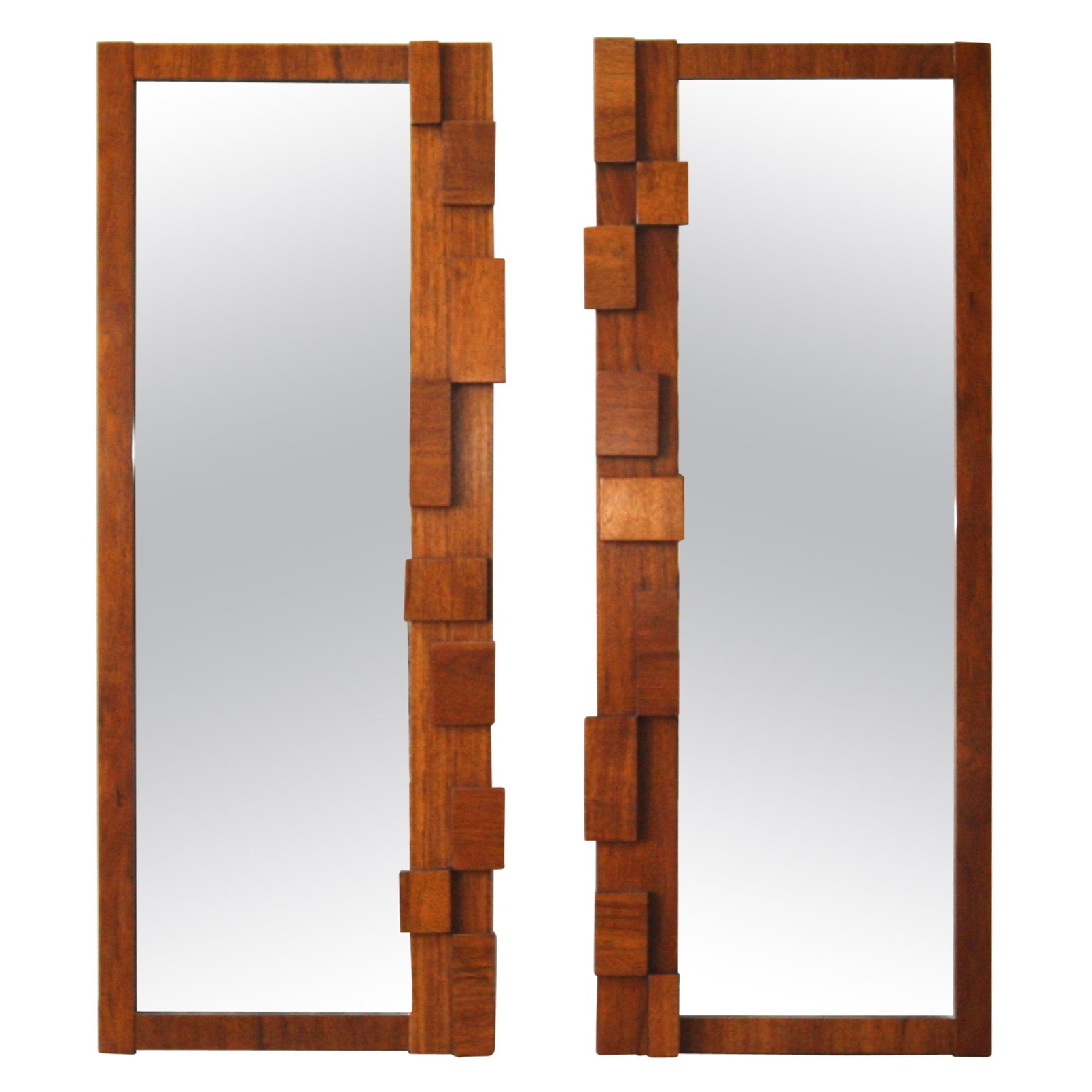 Rare Pair of Lane Staccato Mosaic Brutalist Dresser mirrors For Sale