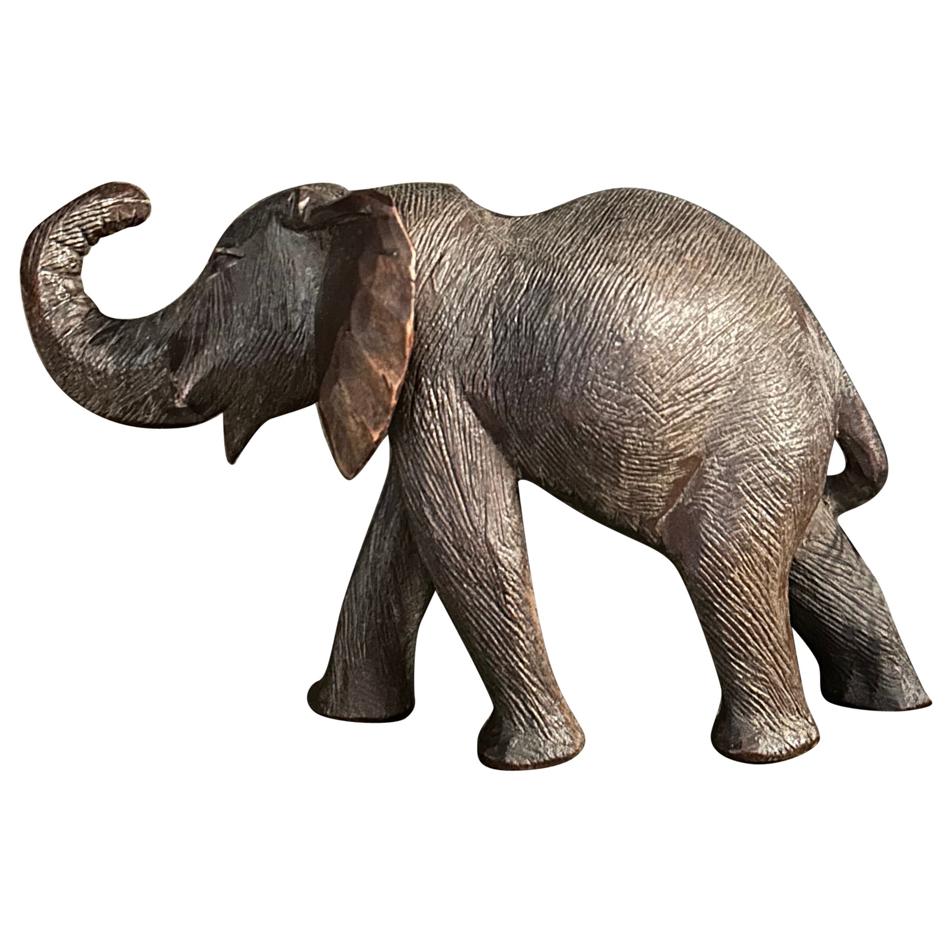 Hand Carved Wood Elephant from the Dr. Livingstone Collection For Sale