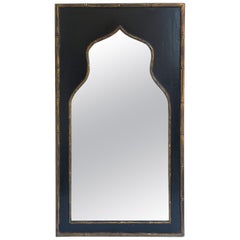 Vintage Black and Gold Wall Mirror with Moorish Bamboo Detail