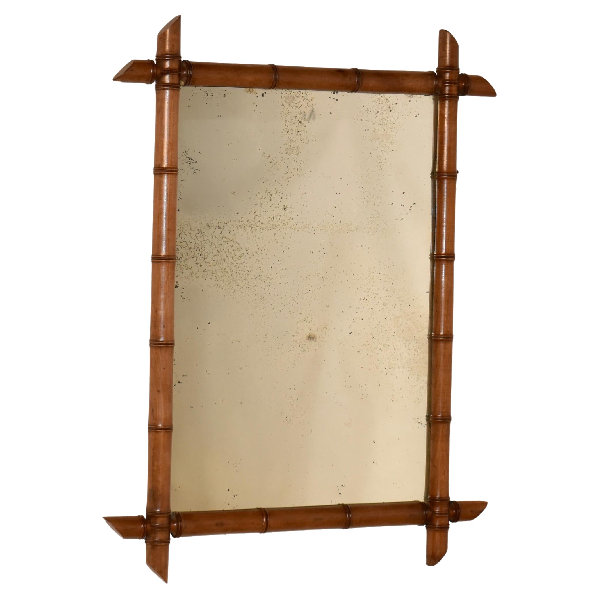 Miroir en faux bambou français CIRCA 1900